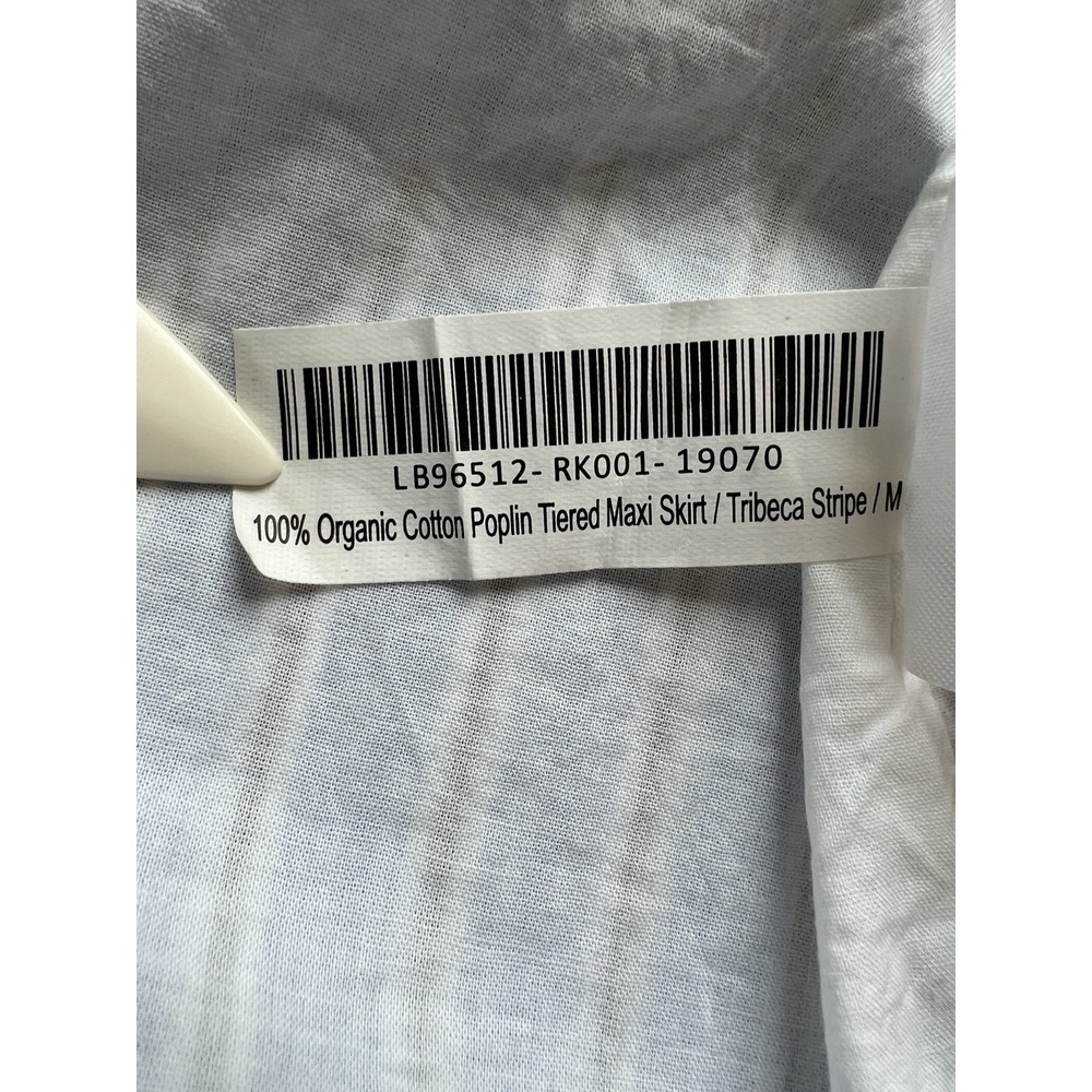 Quince Organic Cotton Poplin Tiered Maxi Skirt M Tribeca Stripe Blue - Picture 8 of 8